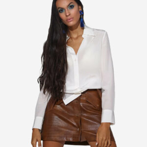 Chemise longue en soie blanche
